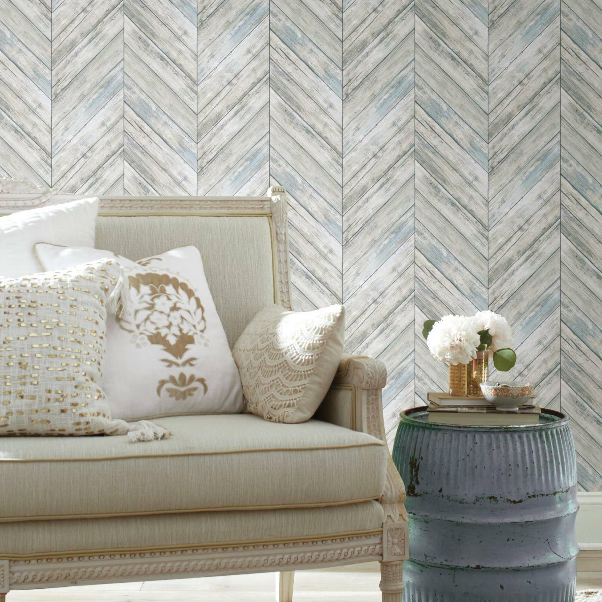 RoomMates Herringbone Wood Boards Peel & Stick Wallpaper